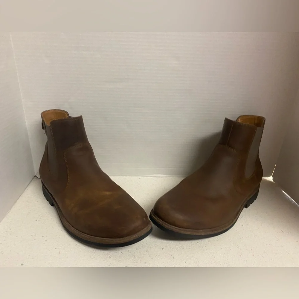 GH Bass Men's Brown Leather Slide On Boots 11.5 Wide